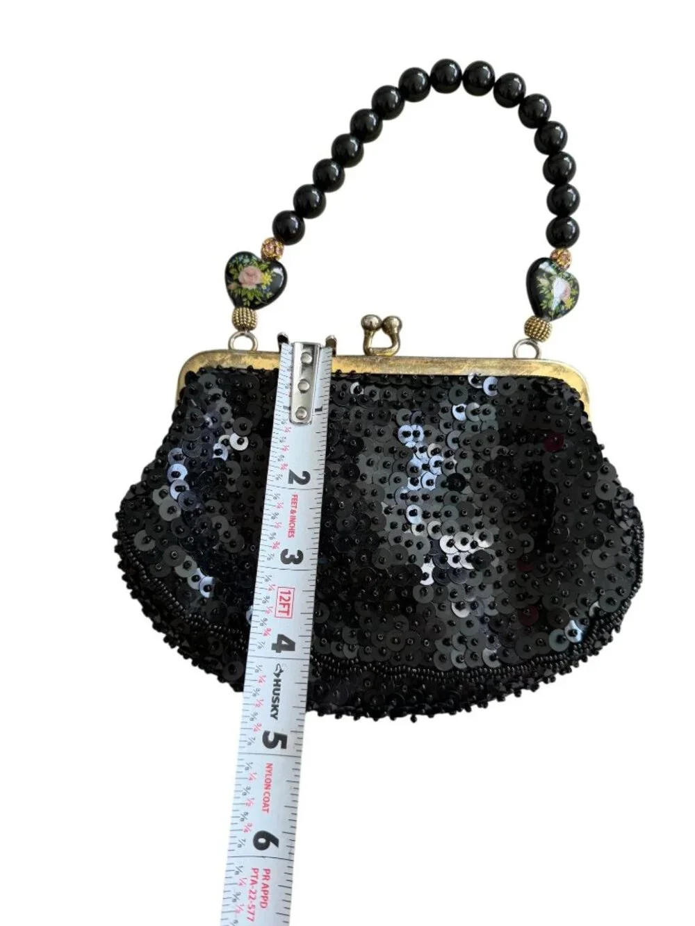 LILY SCOTT Vintage Black Beaded Cocktail Bag Clutch